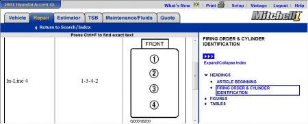 2001 Hyundai Accent Firing Order: Engine Mechanical Problem 2001