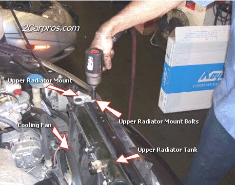 Locate and Remove Upper Radiator Mount Brakets
