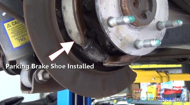 parking brake shoe installed