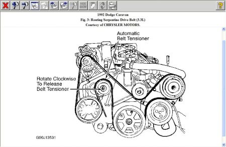 1992 Dodge Caravan SERPINTINE BELT ROUTING MAP: 1992 Dodge Caravan...