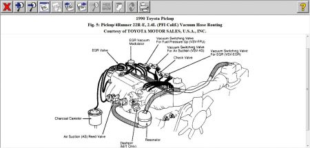 1990 Toyota Pickup Where Are the Vacuum Hose Route Diagram? six cylinder engine diagram 