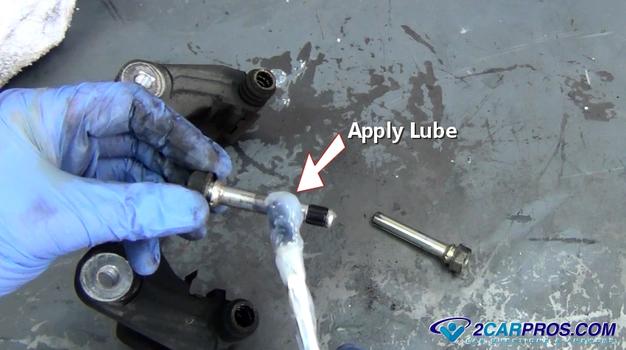 apply lube to caliper slide