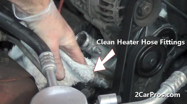 clean heater hose fittings