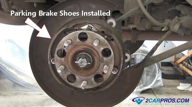 emergency brake shoes reassembled