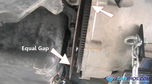 equal gap between engine transmission