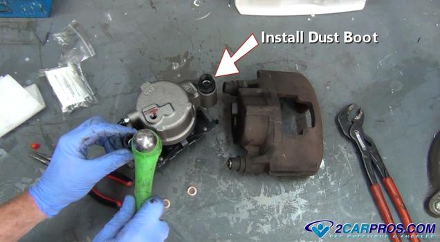 installing brake cailper dust boot
