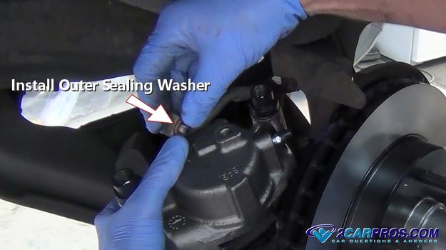 installing brake line sealing washer