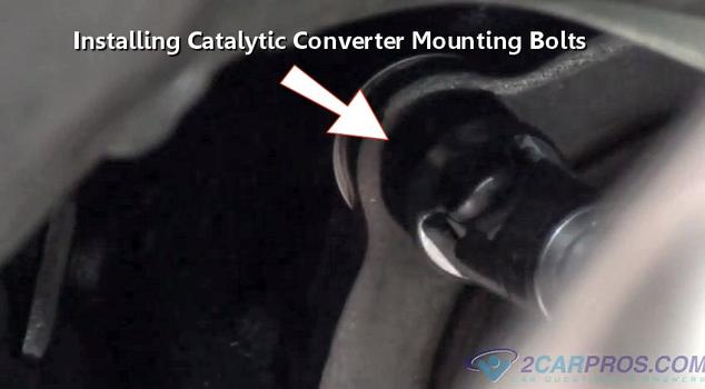 installing catalytic converter mounting bolts