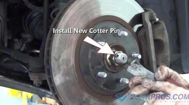 installing new axle nut cotter pin