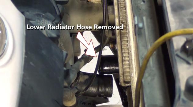 lower radiator hose removed