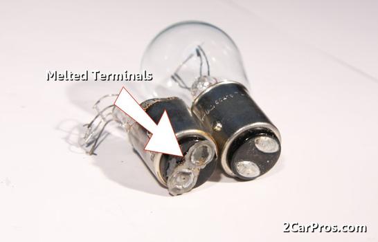 melted bulb terminals