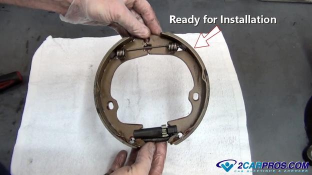 parking brake shoes ready for installation