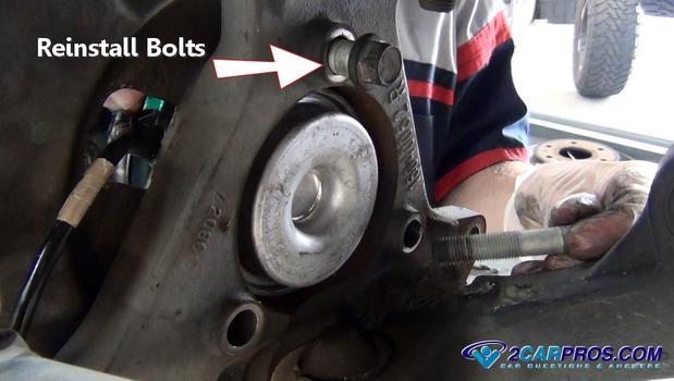 reinstall axle bearing hub mounting bolts
