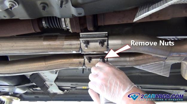remove exhaust system mounting nuts