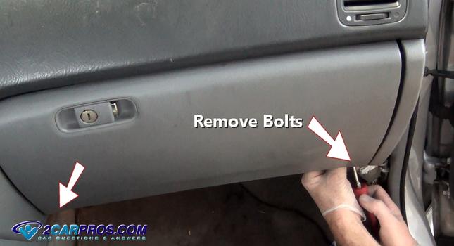 remove glove box bolts
