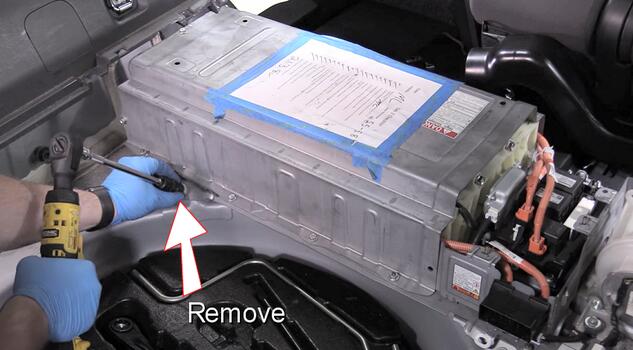 remove hybrid battery mounting bolts