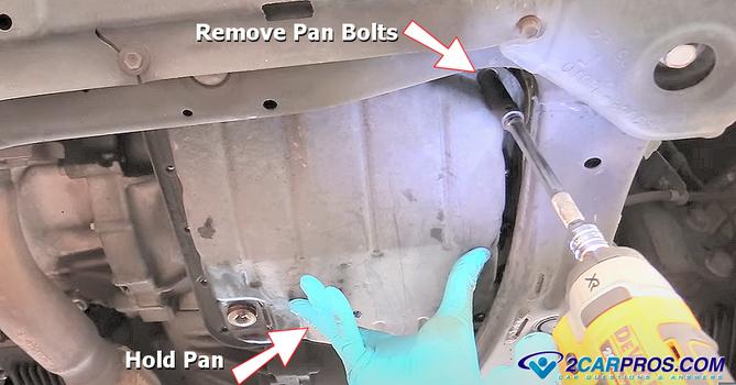 remove pan bolts hold pan