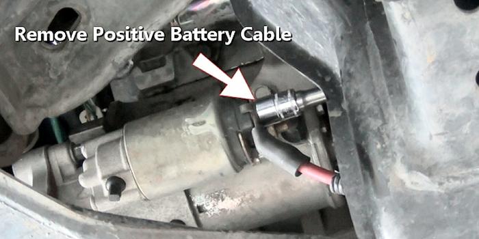 remove positive battery cable from starter