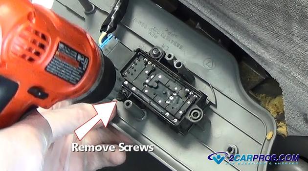 remove seat control switch mounting screws