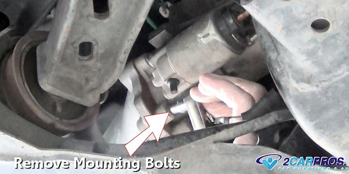 remove starter mounting bolts