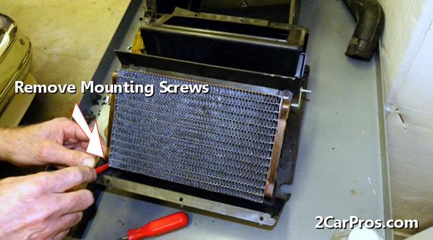 remove heater core mounting screws