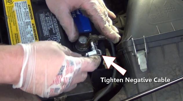 tighten negative battery cable