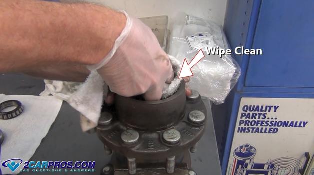 wipe bearing hub clean