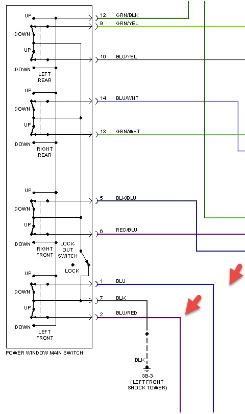Driver Side Power Window Wiring Diagram The Switch D1 Which