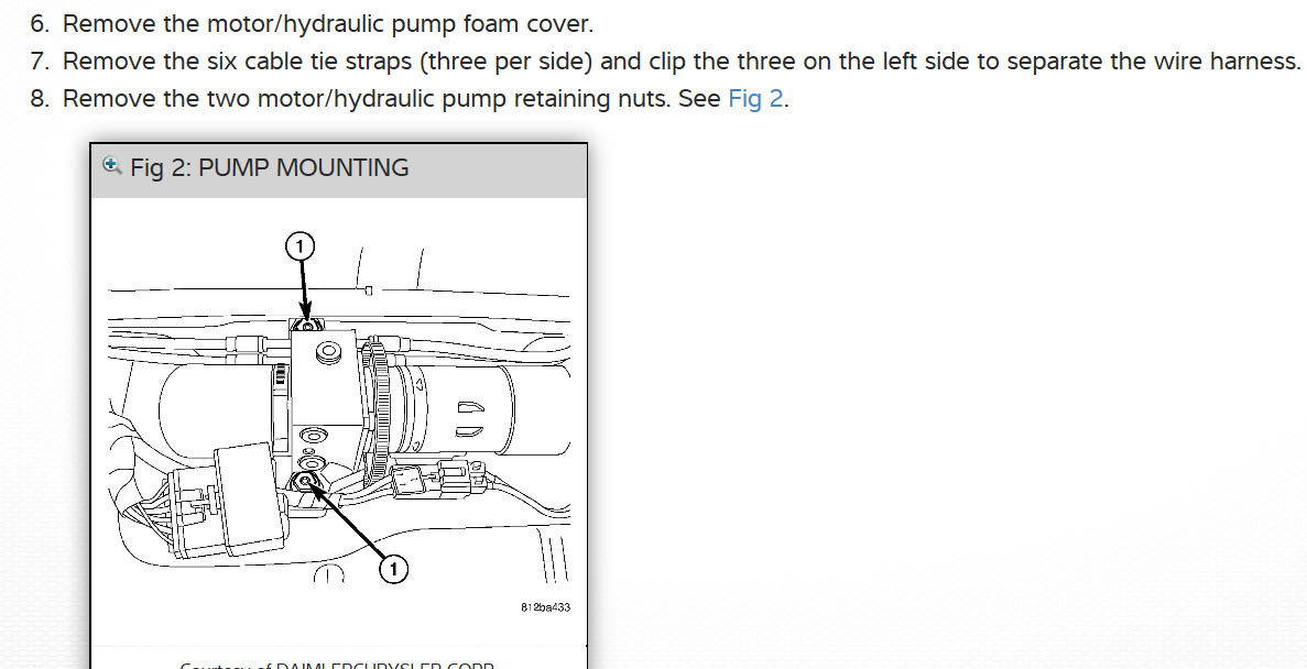 Convertible Top Motor Replacement? Location of the Pump That