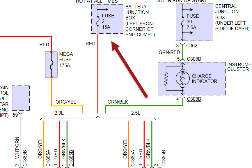 Charging System After A Charge, 1999 Mercury Cougar Alternator Wiring Diagram