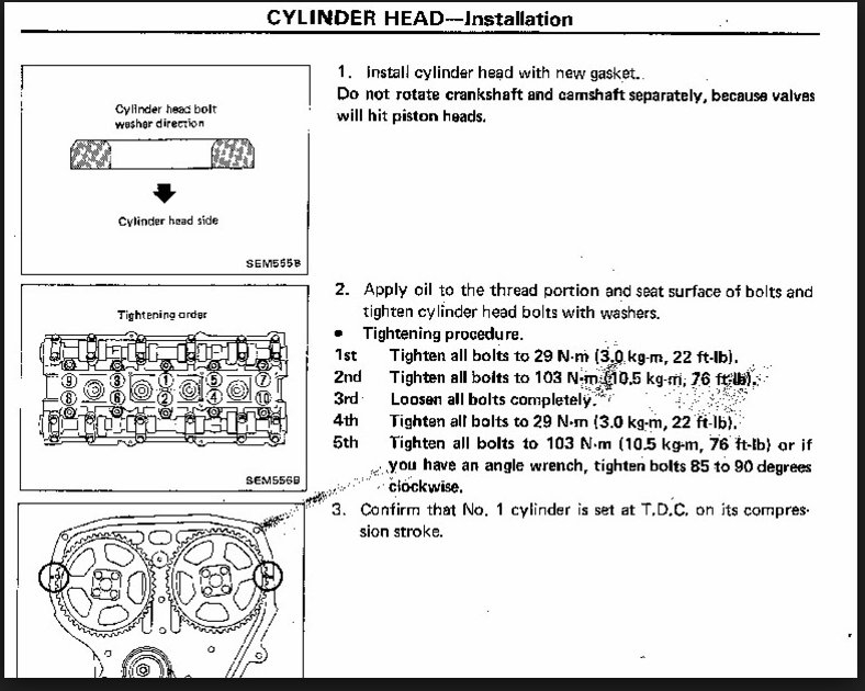 Torque Setting Head Bolt Torque Setting.