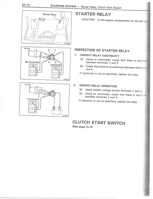 Starter Relay Location the Factory Service Manual Shows the