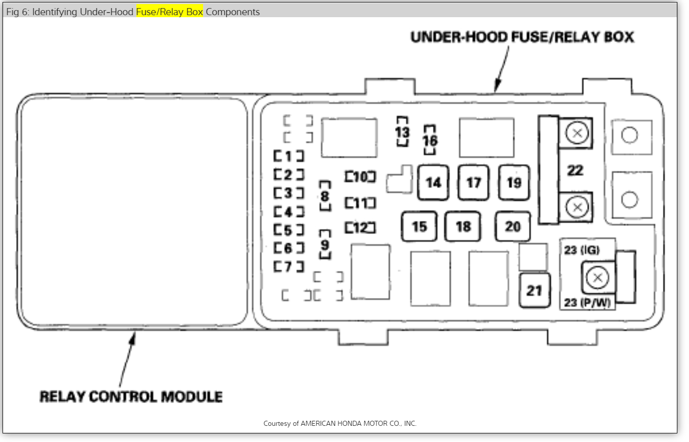 A/C Compressor Control Relay Location?: Where Is the Honda ...