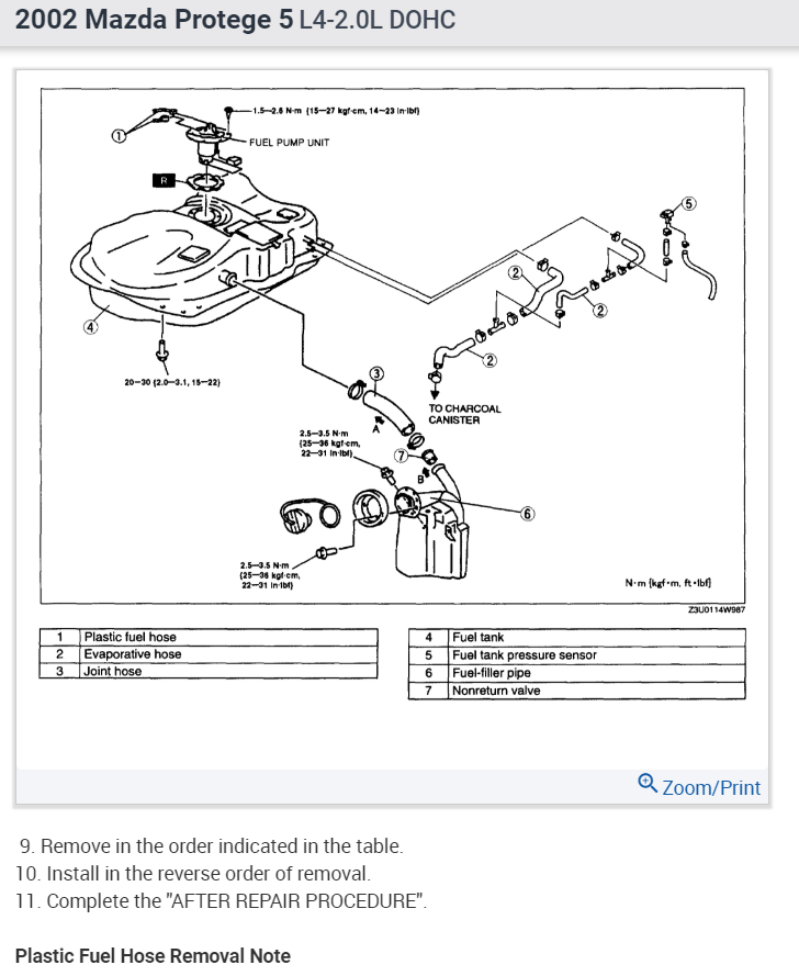 2003 mazda 6 fuel filter location