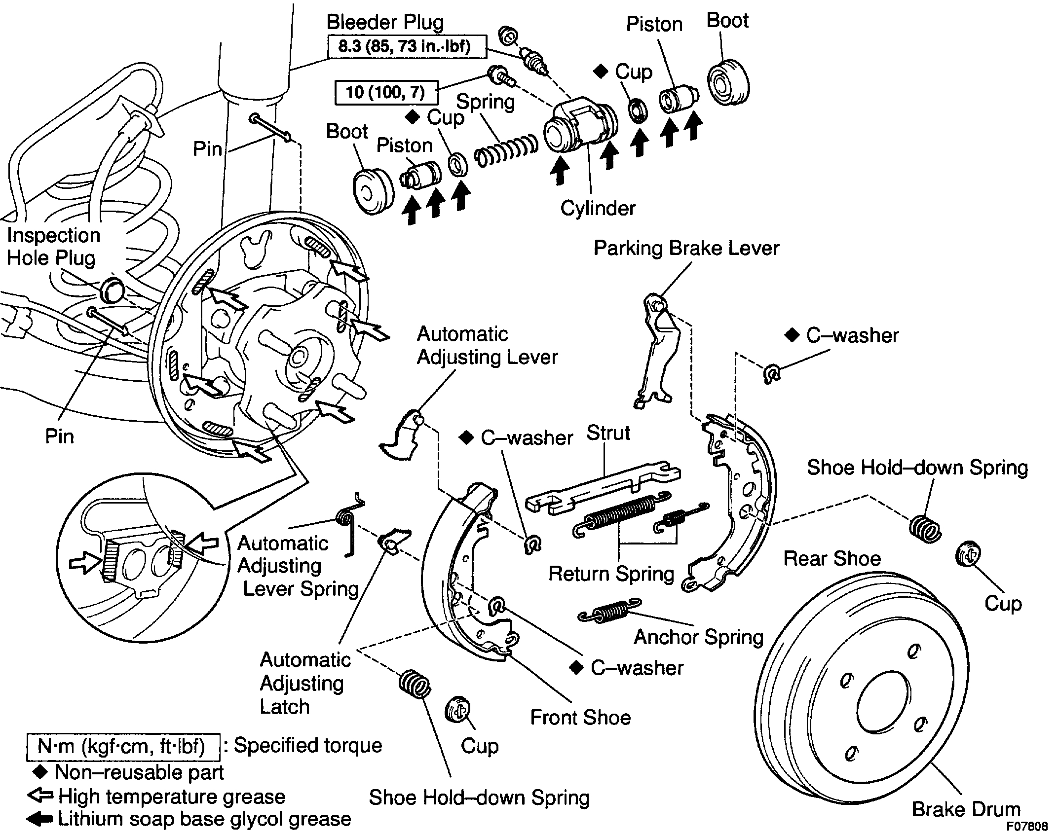 Rear Drum Brake Assembly with New Slave Cylinders and Brake Shoes...