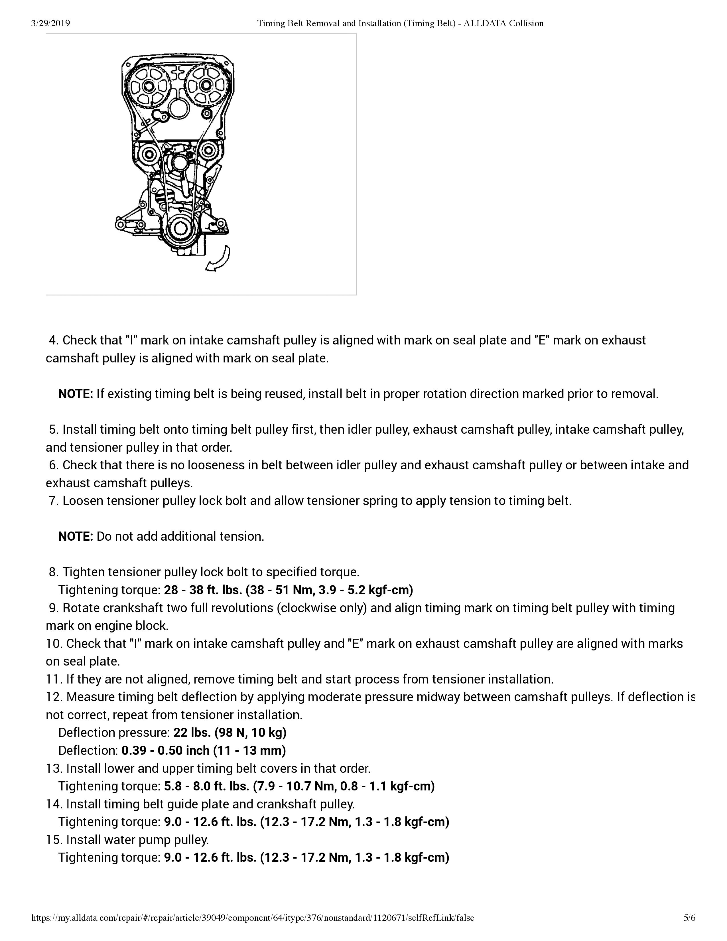 Timing Specifications Second Timing Belt Replacement on My