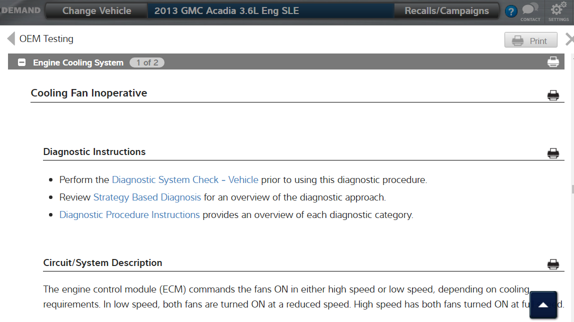 Cooling Fans Fans That Cool Engine Are Not Coming on and Neither
