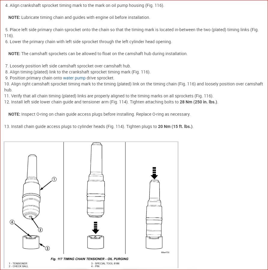 Timing Chain Adjustment, Codes P0344 and P0137