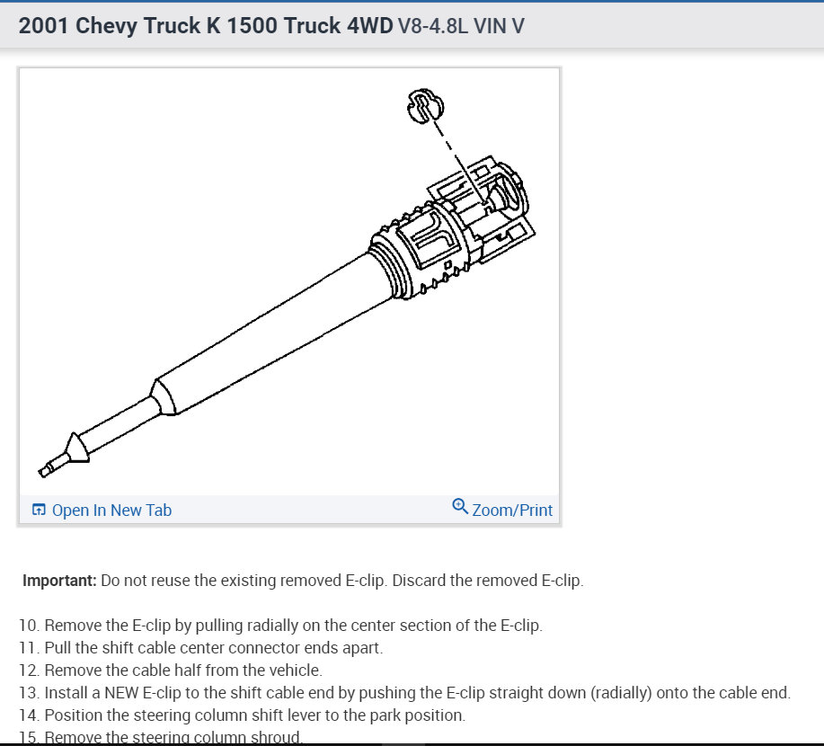 Transmission Shifter Cable Replacement Instructions Please? Took