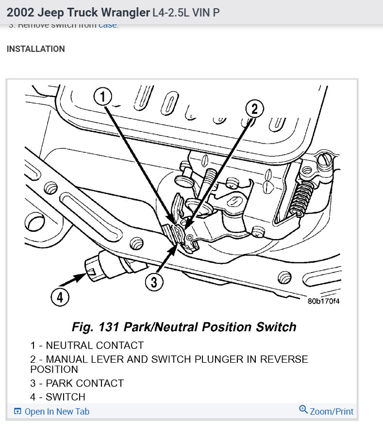 Location of Neutral Safety Switch Inst Pan Will Light Up but