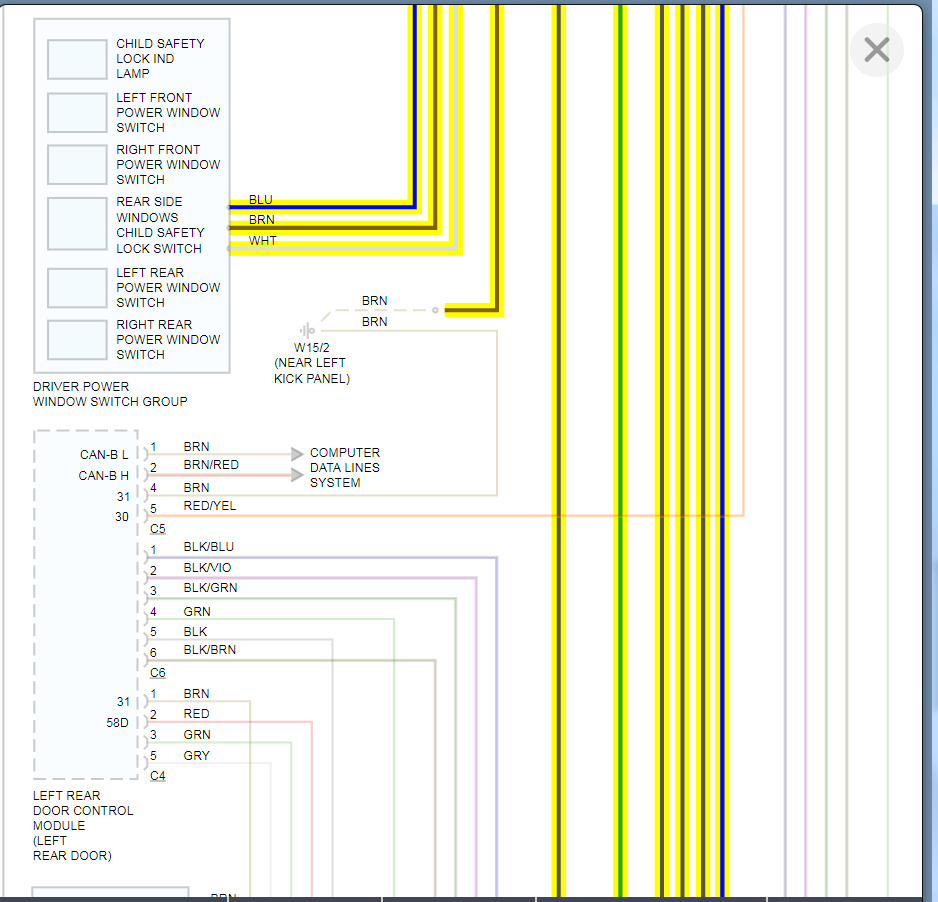 Wiring Diagram Drivers Side Power Mirror, Heater, and Turn Signal