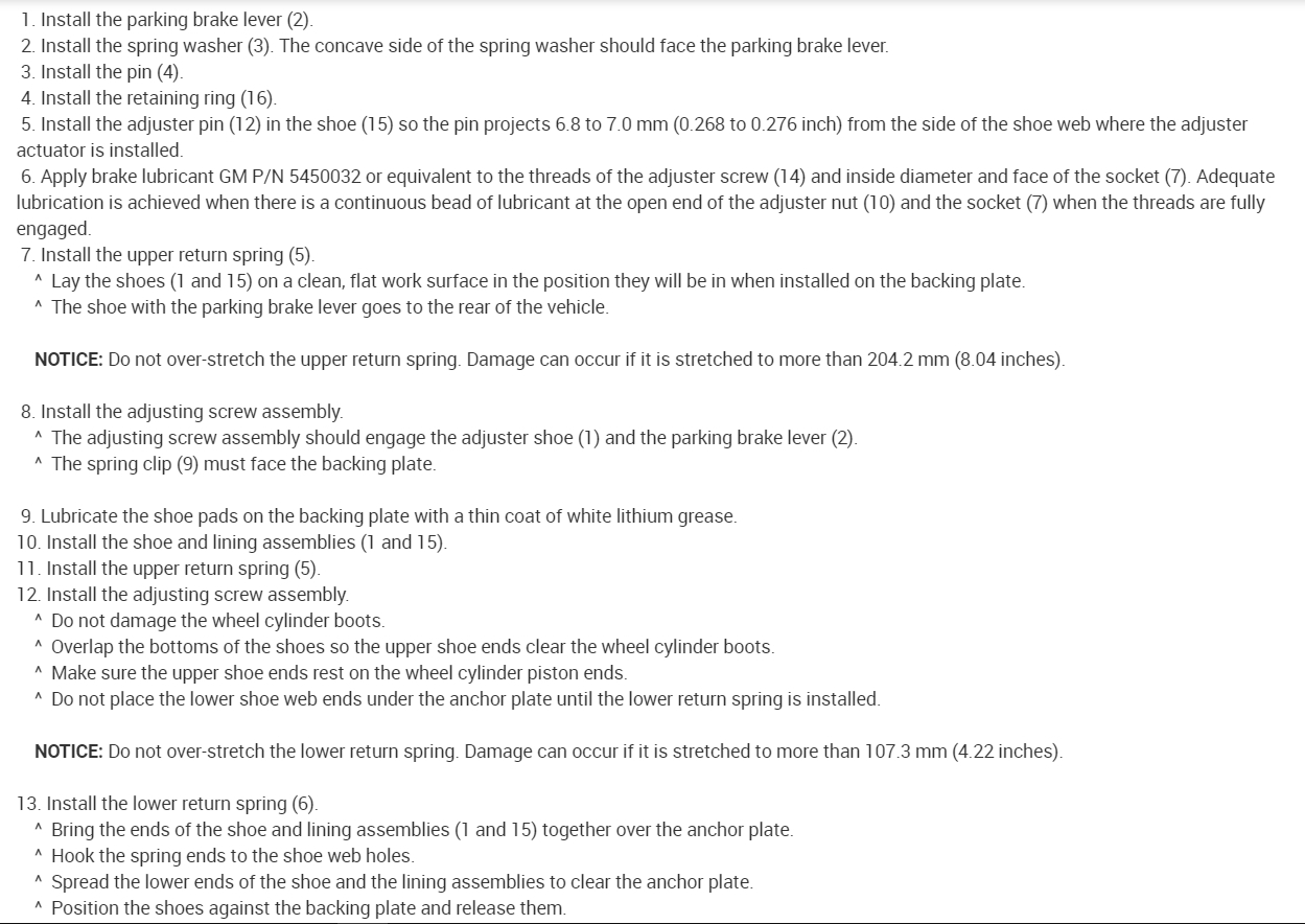 Drum Brake Star Wheel Adjuster Direction the Passenger Side Rear