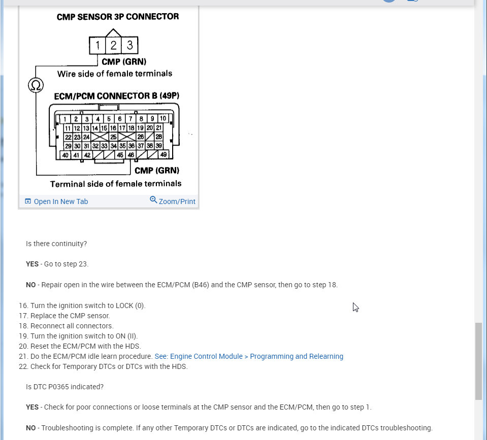 Camshaft Position Sensors Code P0365 Code P0365 Permanent DTC CMP...