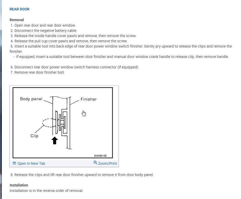 Rear Door Handle Not Working the Interior Door Handle Will Not