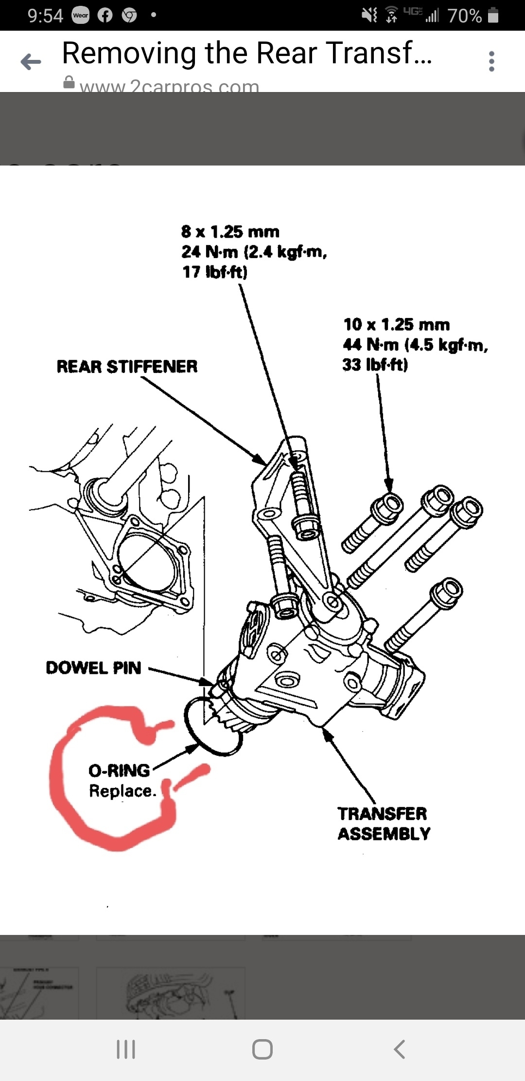 Transfer Case O Ring Replacement Part Number Needed