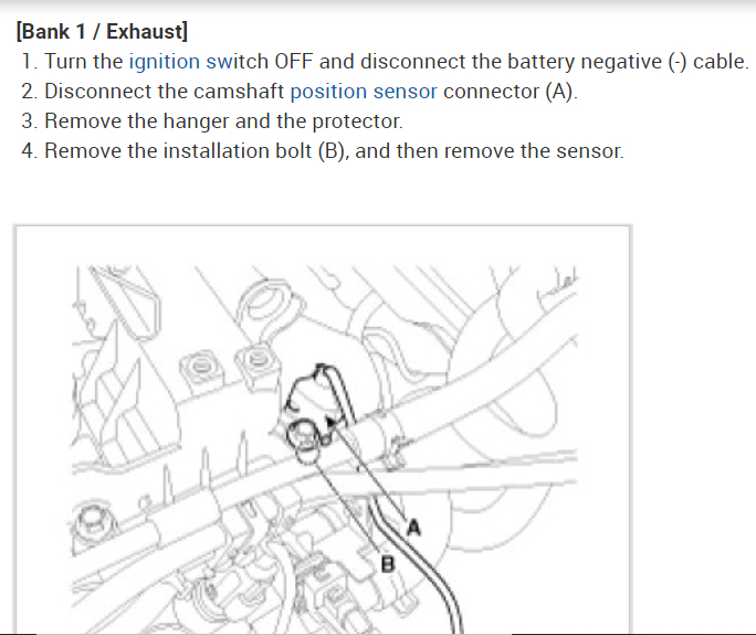 Camshaft and Crankshaft Sensor Location for Replacement