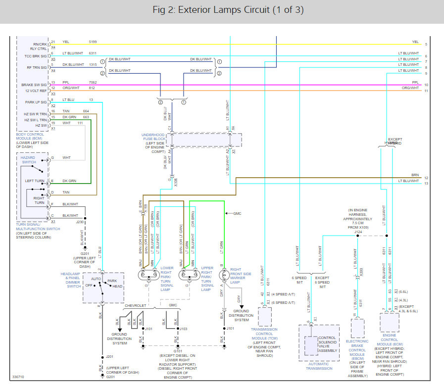 Diagrama de fiação da lanterna traseira do Silverado 2000