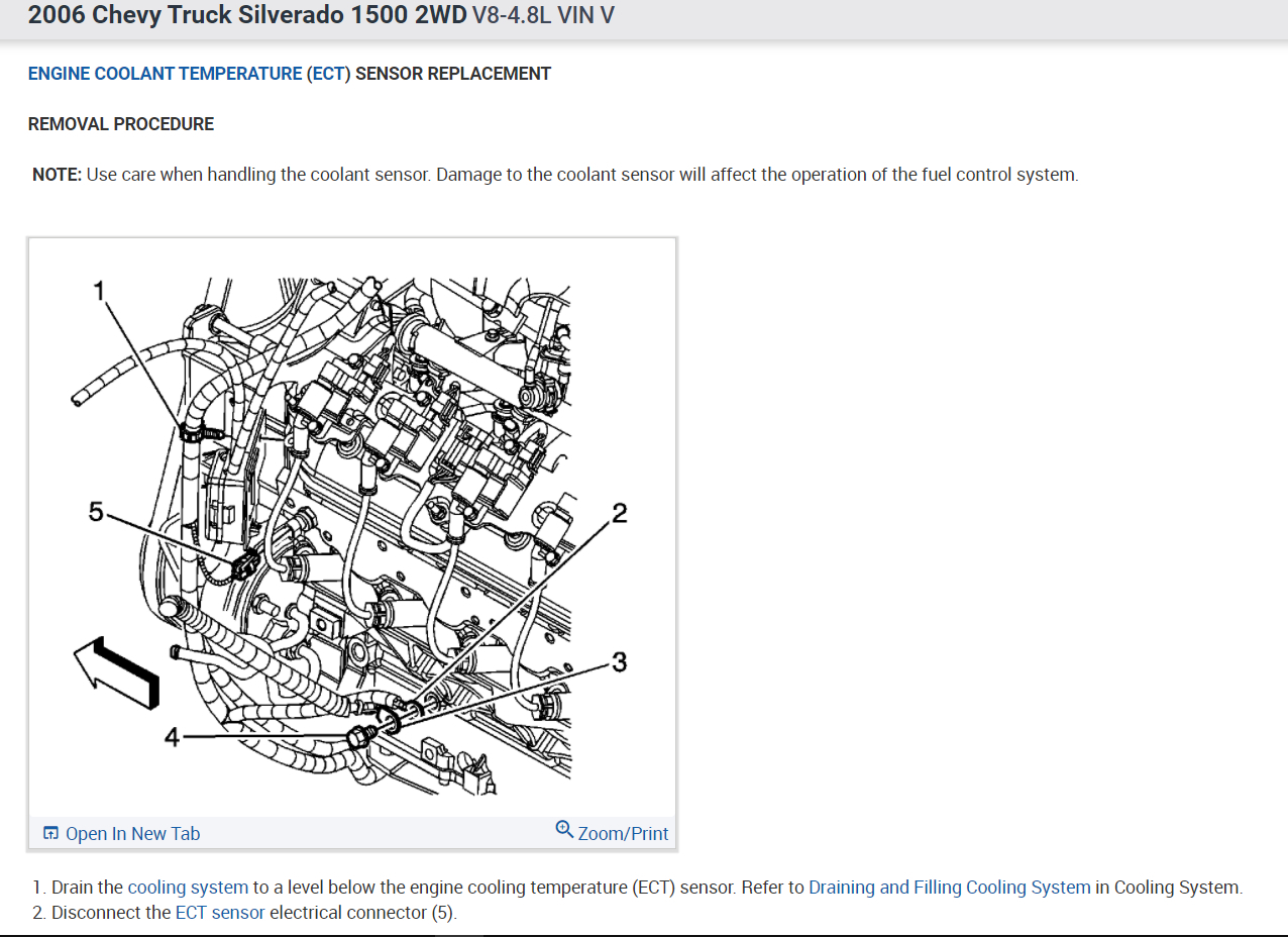 Coolant Sensor Replacement Instructions Please? I Replaced the