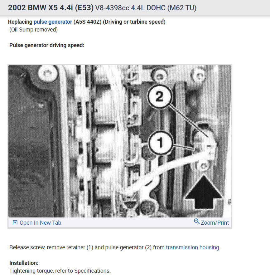 Turbine Speed Sensor Location 32 EGS (Electronic Transmission