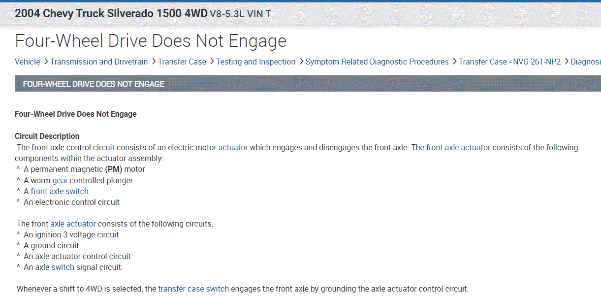 Four Wheel Drive Not Working Have Not Used the 4wd in 45 Years.